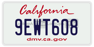 9EWT608 license plate in California