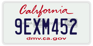 9EXM452 license plate in California