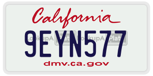 9EYN577  license plate in CA