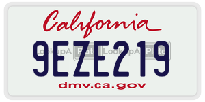 9EZE219 license plate in California