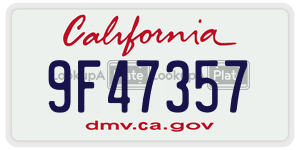 9F47357  license plate in CA