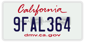 9FAL364 license plate in California