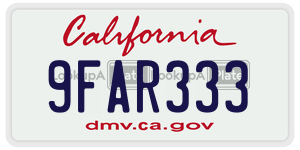 9FAR333  license plate in CA