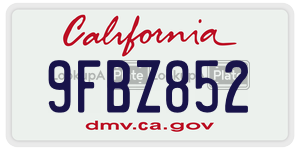 9FBZ852 license plate in California