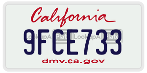 9FCE733 license plate in California