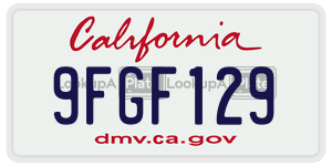 9FGF129 license plate in California