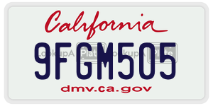 9FGM505  license plate in CA