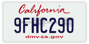 9FHC290 license plate in California