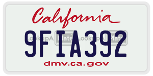 9FIA392 license plate in California