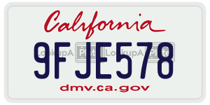 9FJE578  license plate in CA