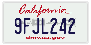 9FJL242 license plate in California