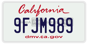 9FJM989 license plate in California