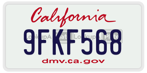 9FKF568 license plate in California