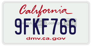 9FKF766  license plate in CA