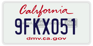 9FKX051 license plate in California