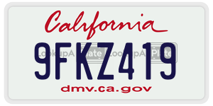 9FKZ419 license plate in California