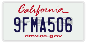 9FMA506 license plate in California