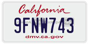 9FNW743  license plate in CA