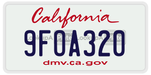 9FOA320  license plate in CA