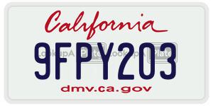9FPY203 license plate in California