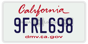 9FRL698 license plate in California