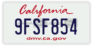 9FSF854 license plate in California
