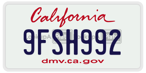 9FSH992  license plate in CA