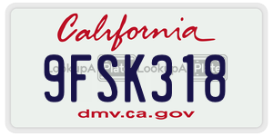 9FSK318 license plate in California