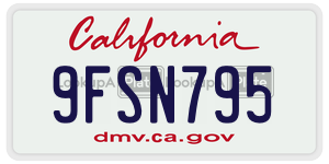 9FSN795 license plate in California
