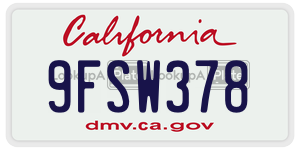 9FSW378 license plate in California