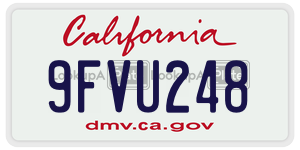 9FVU248 license plate in California