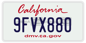 9FVX880 license plate in California