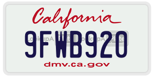 9FWB920  license plate in CA