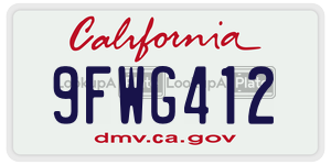 9FWG412 license plate in California