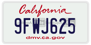 9FWJ625 license plate in California