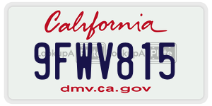 9FWV815 license plate in California