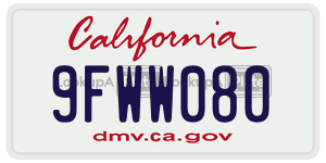 9FWW080 license plate in California