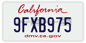 9FXB975 license plate in California
