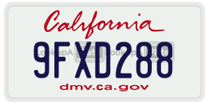9FXD288 license plate in California