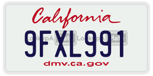 9FXL991 license plate in California