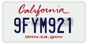 9FYM921 license plate in California