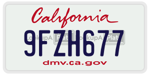 9FZH677 license plate in California