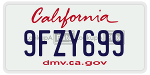 9FZY699 license plate in California