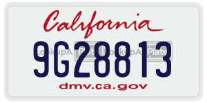 9G28813 license plate in California