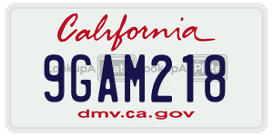 9GAM218 license plate in California