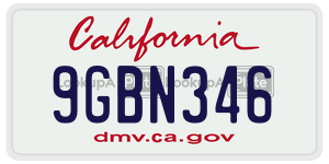 9GBN346 license plate in California