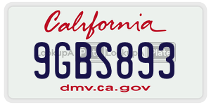 9GBS893 license plate in California