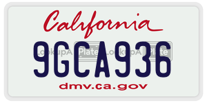 9GCA936  license plate in CA