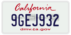 9GEJ932  license plate in CA