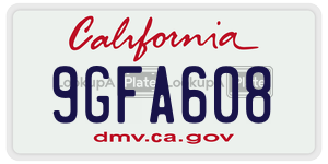 9GFA608  license plate in CA